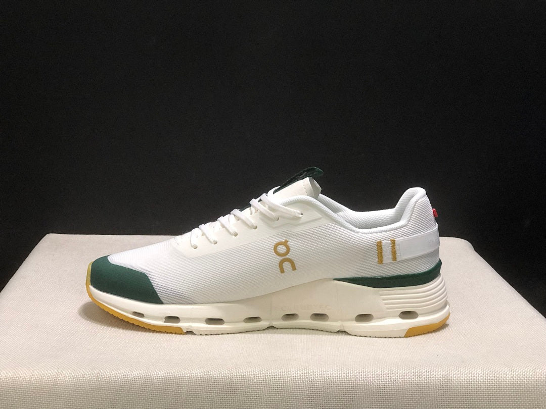White and Green On Cloudnova Form 2 Sneakers - product image from the listing.