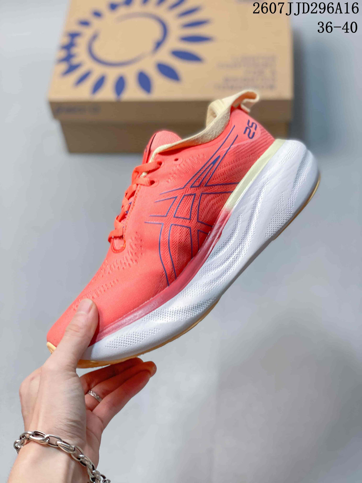 Women's ASICS GEL-Nimbus 25 Running Shoes Coral Pink - product image from the listing.