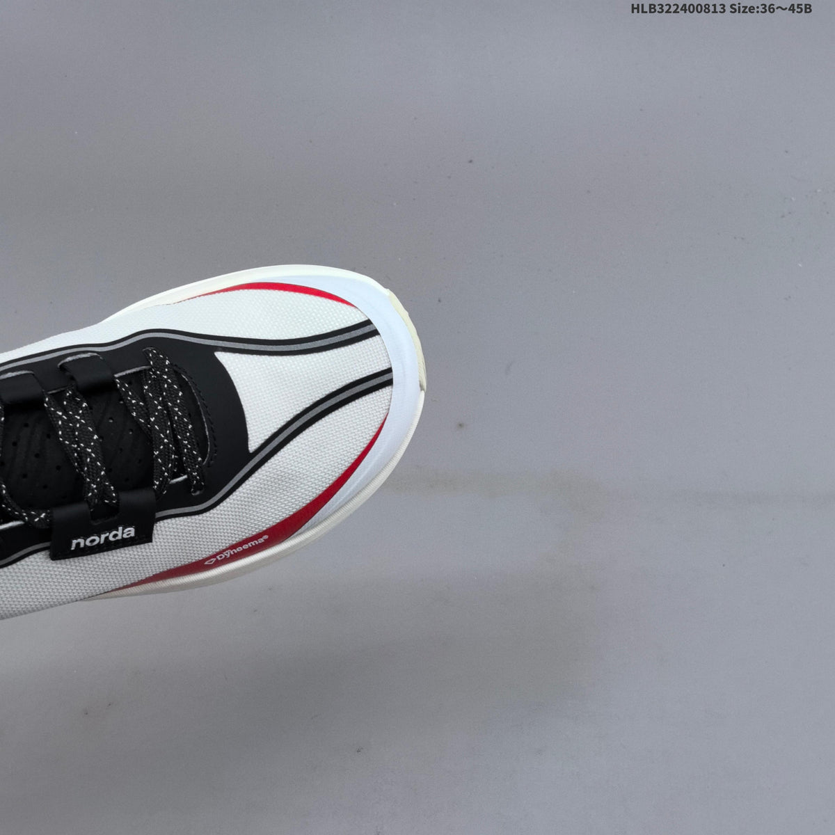 norda 005 Trail Running Shoes in White, in Black and Red - product image from the listing.