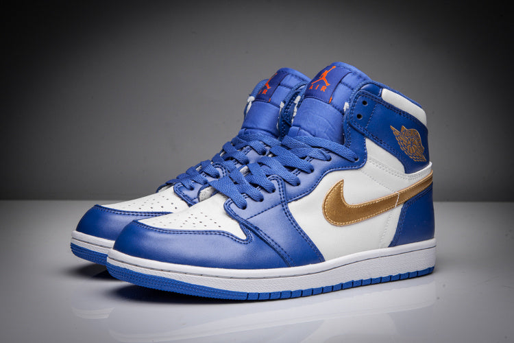Air Jordan 1 High Sneakers in Blue White Gold - product image from the listing.