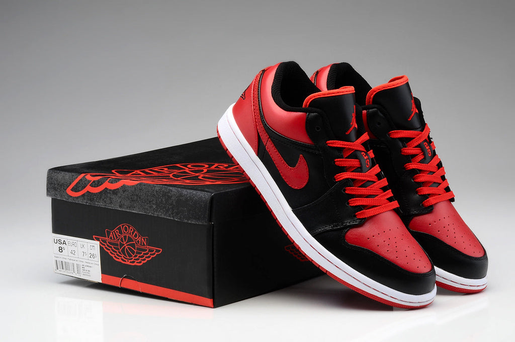 Air Jordan 1 Low Black Red Sneakers - product image from the listing.