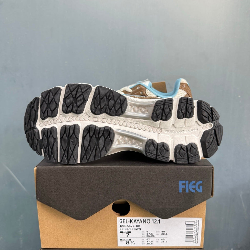 ASICS GEL-KAYANO 12.1 Running Shoes in Beige Brown - product image from the listing.