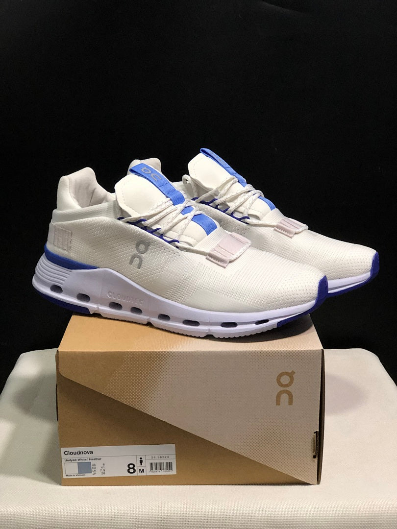 On Cloudnova 1 Sneakers, in White and Blue - product image from the listing.