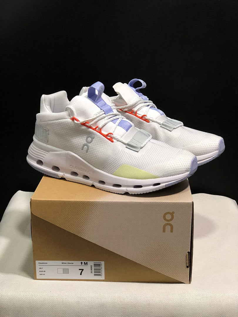 On Cloudnova 1 Sneakers in White Glacier Grey - product image from the listing.