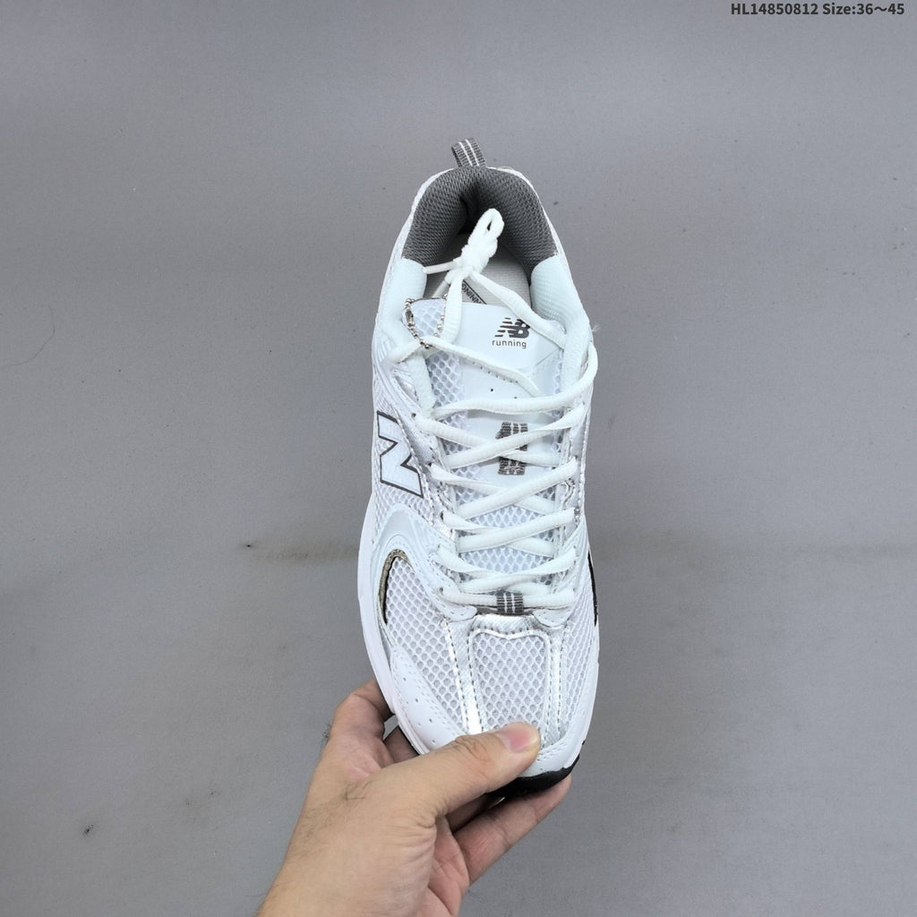 New Balance MR530AD Retro Mesh Sneakers in White Silver - product image from the listing.