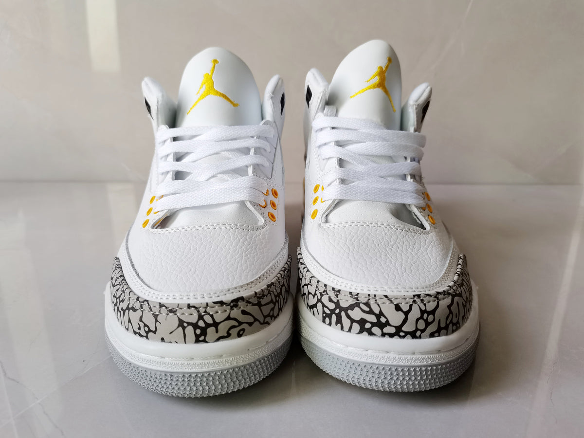 Air Jordan 3 Retro White Yellow Sneakers - product image from the listing.