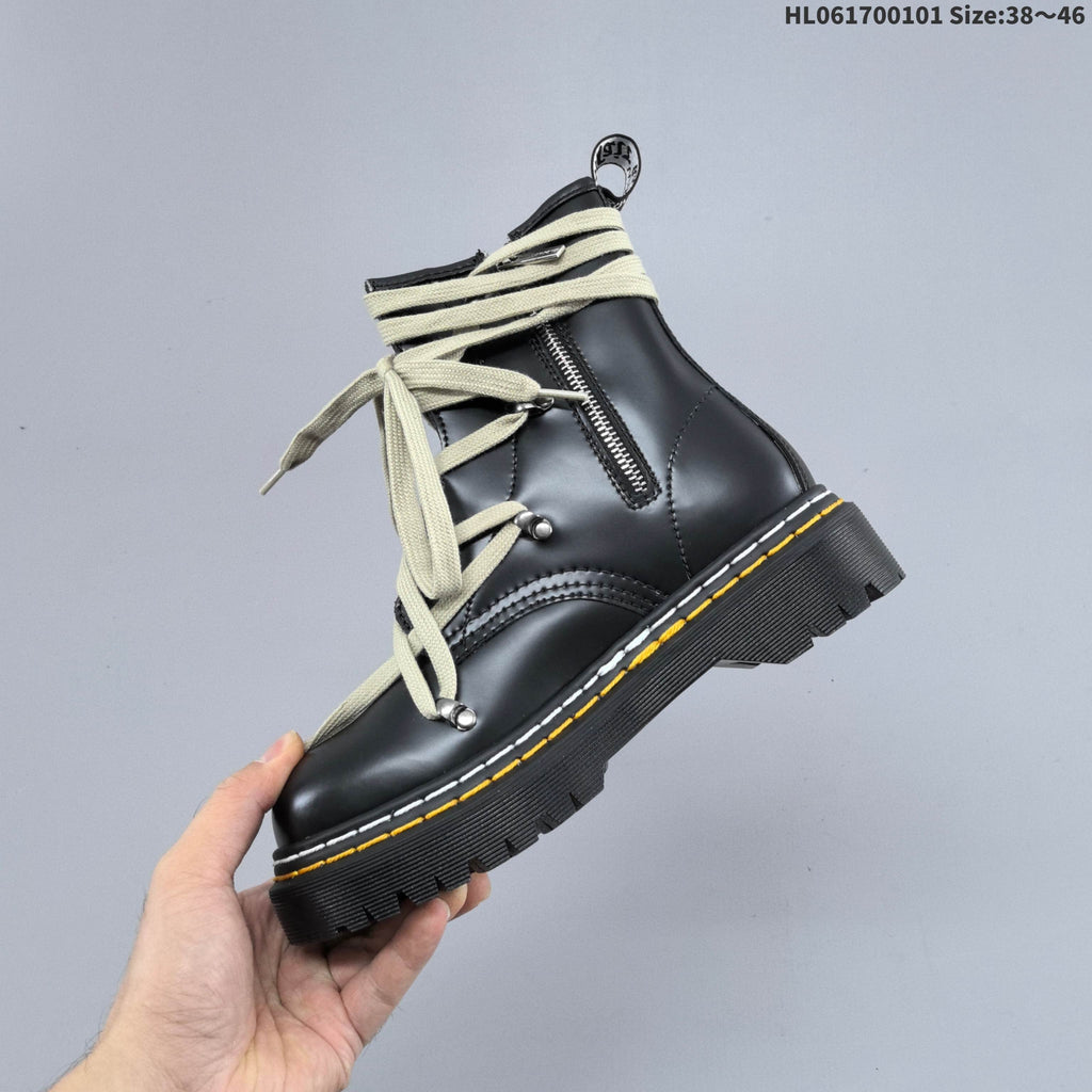 1460-Inspired Black Lace-Up Platform Boots by Dr. Martens - product image from the listing.