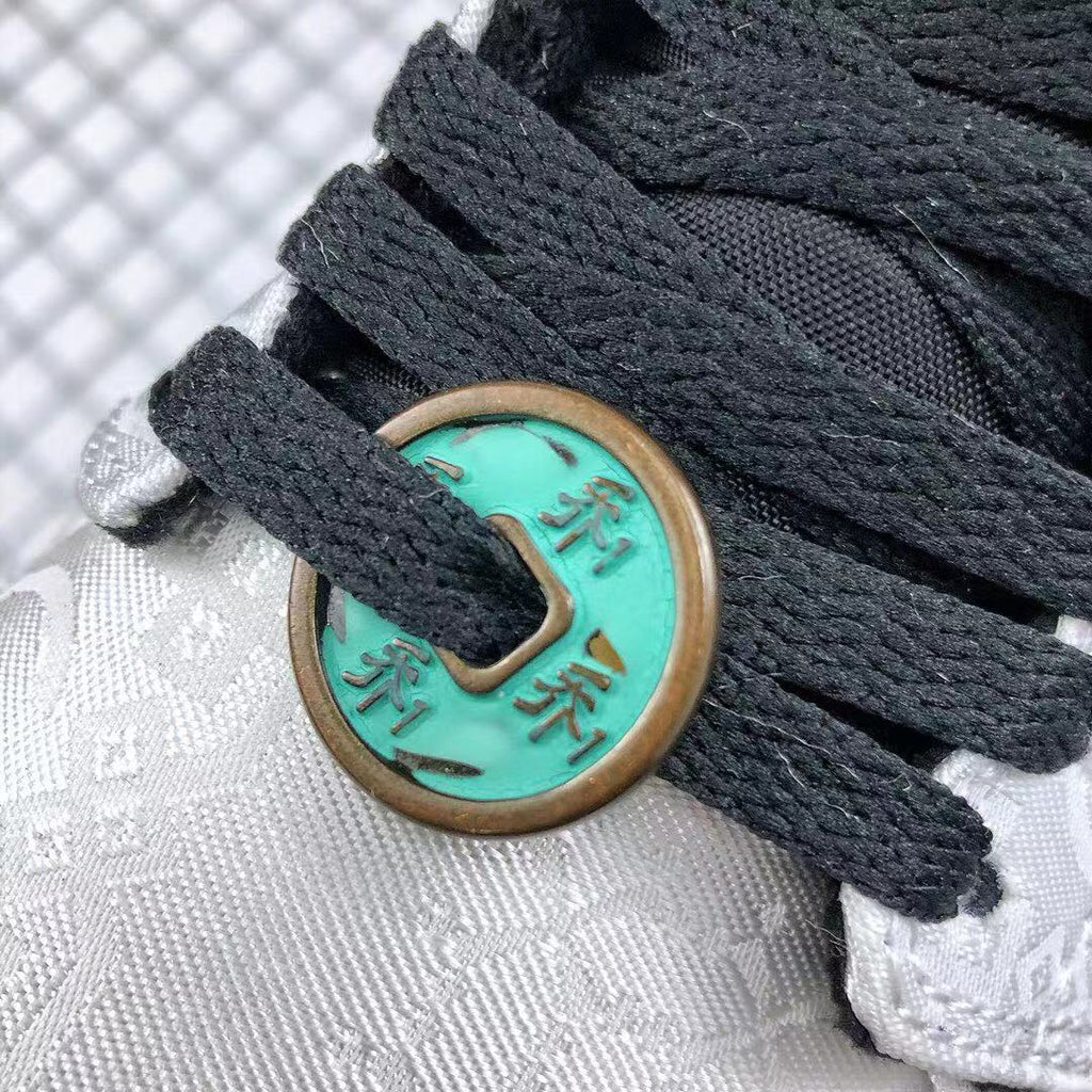 Air Jordan 1 Mid Edison Chen White Black Gold Sneakers - product image from the listing.