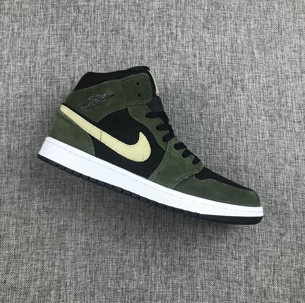 Air Jordan 1 Mid Sneakers in Olive Green BQ6472-030 - product image from the listing.