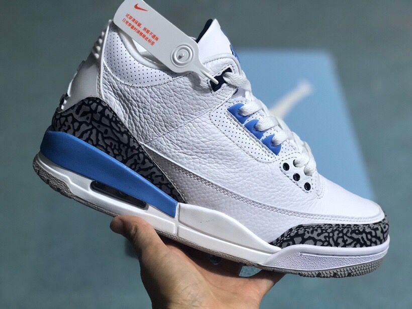 Air Jordan 3 Retro White Royal Blue Sneakers - product image from the listing.
