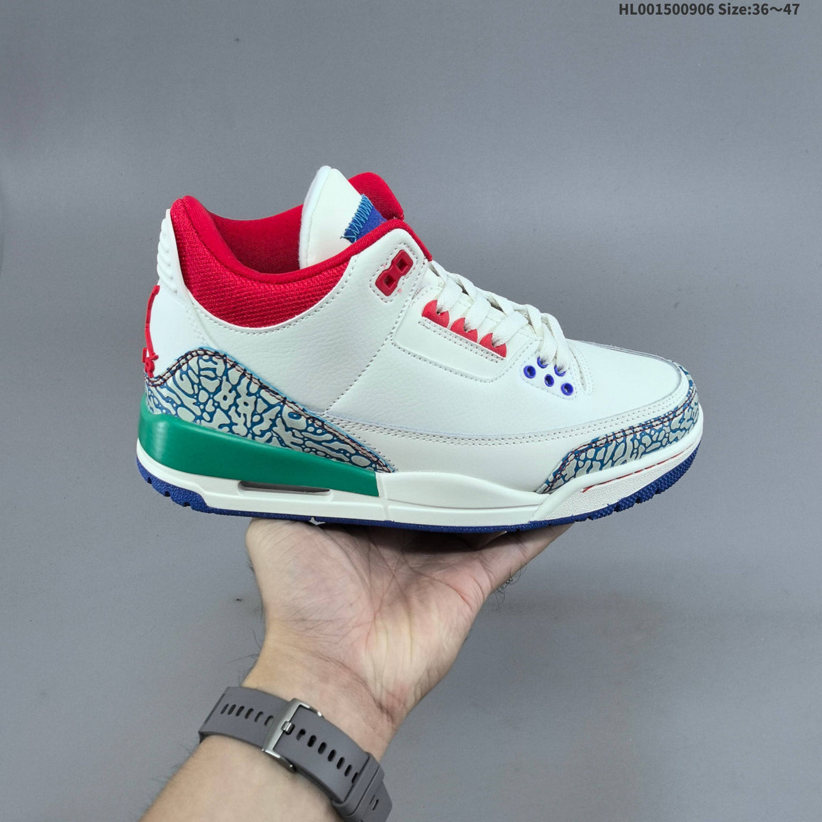 Air Jordan 3 Retro Chalk Track Red Sneakers - product image from the listing.