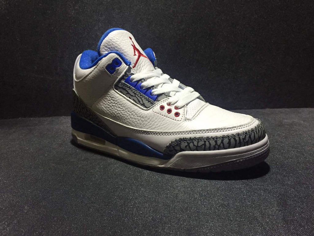 Air Jordan 3 High-Top Sneakers in White Blue - product image from the listing.