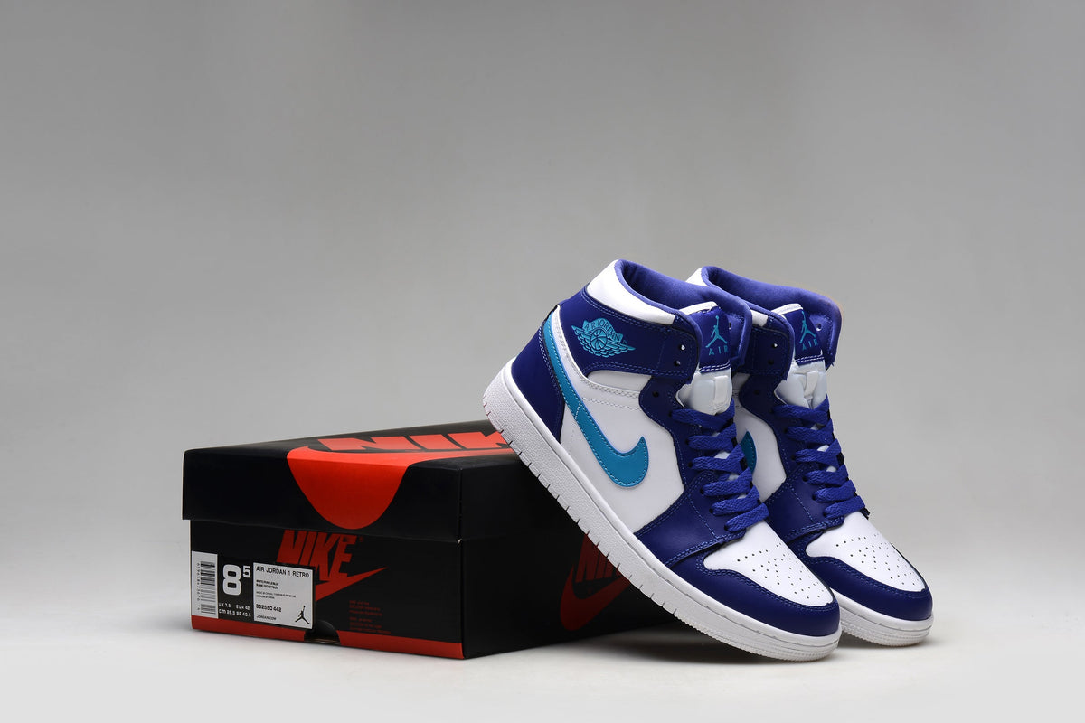 Jordan 1 Retro High Sneakers in White Blue - product image from the listing.