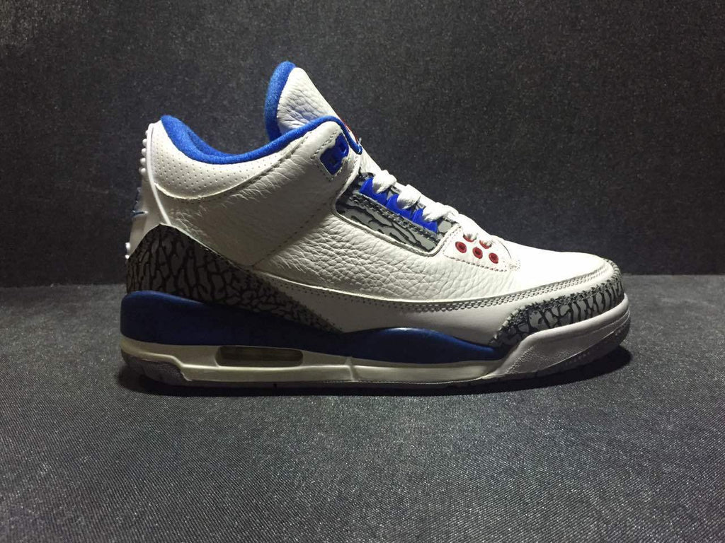 Air Jordan 3 High-Top Sneakers in White Blue - product image from the listing.