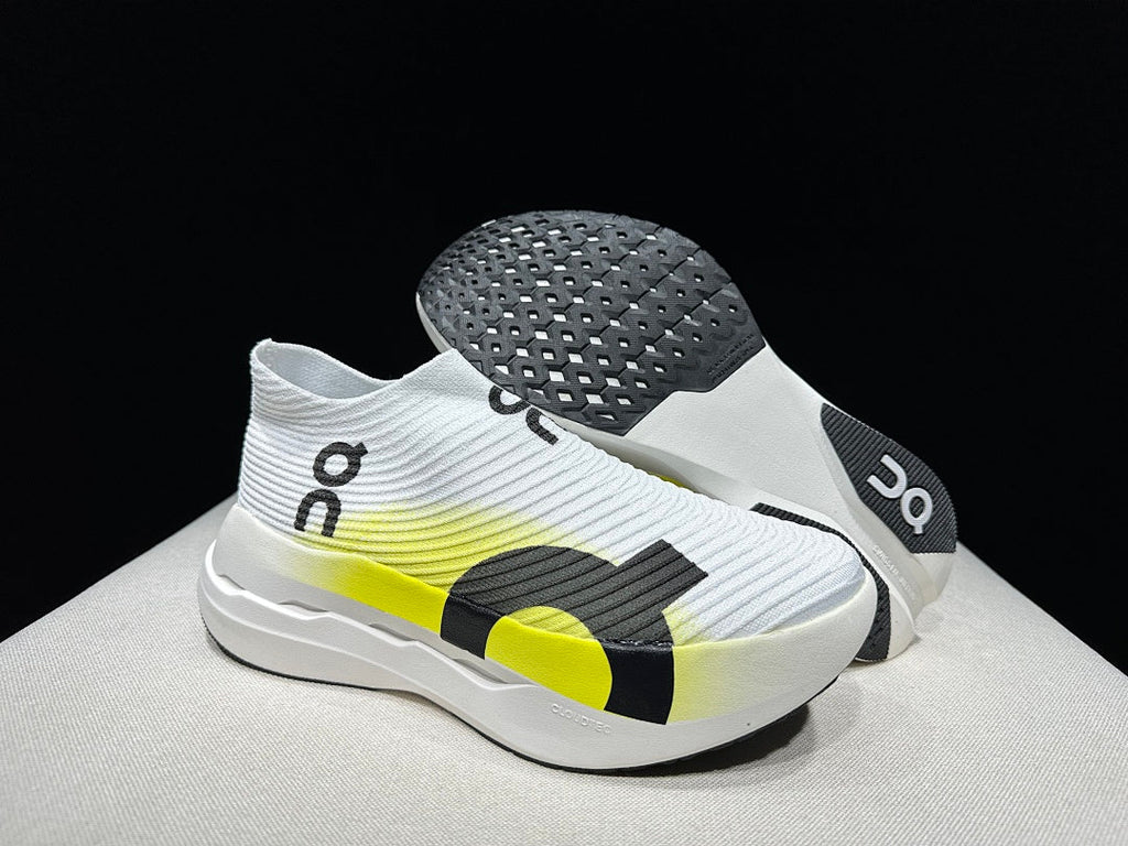 On Cloudboom Strike LS Running Shoes in White Lime - product image from the listing.