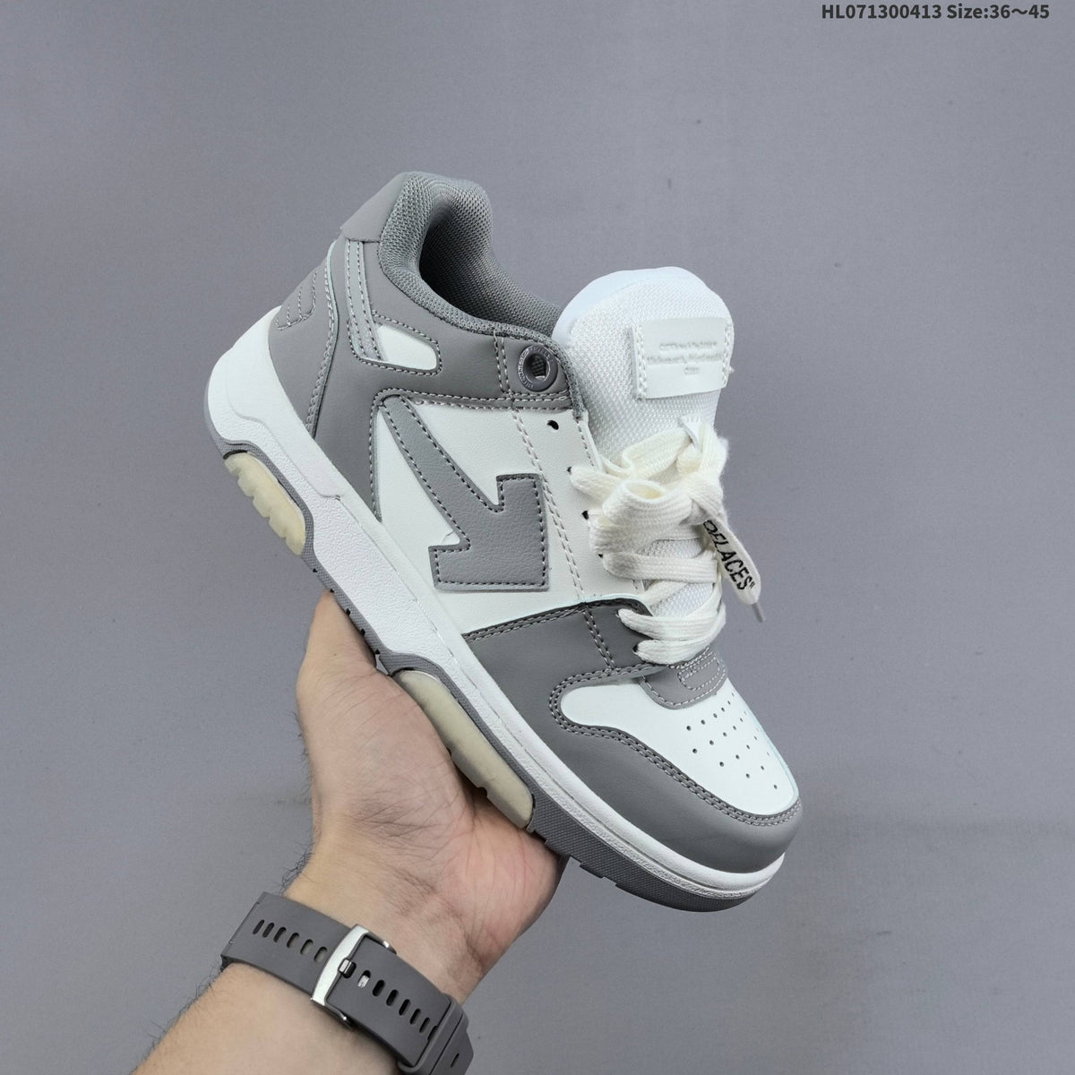 White and Grey Off-White Arrows Low-Top Sneakers - product image from the listing.