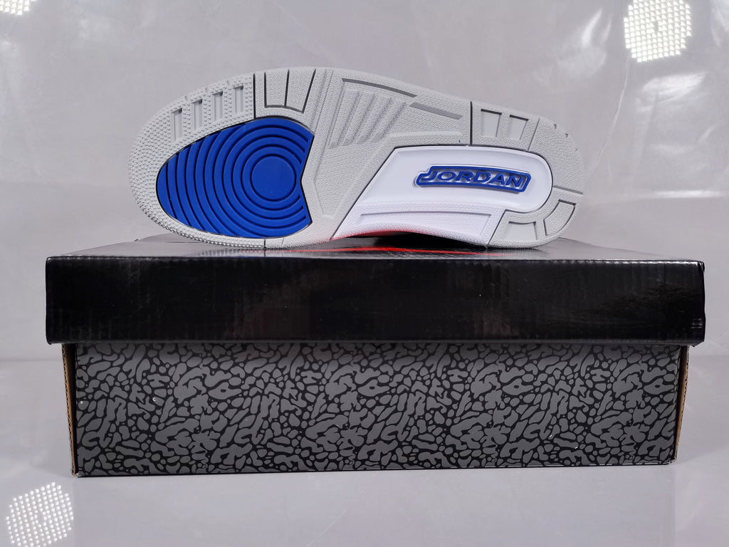 Air Jordan 3 Retro Blue Black and White Sneakers - product image from the listing.
