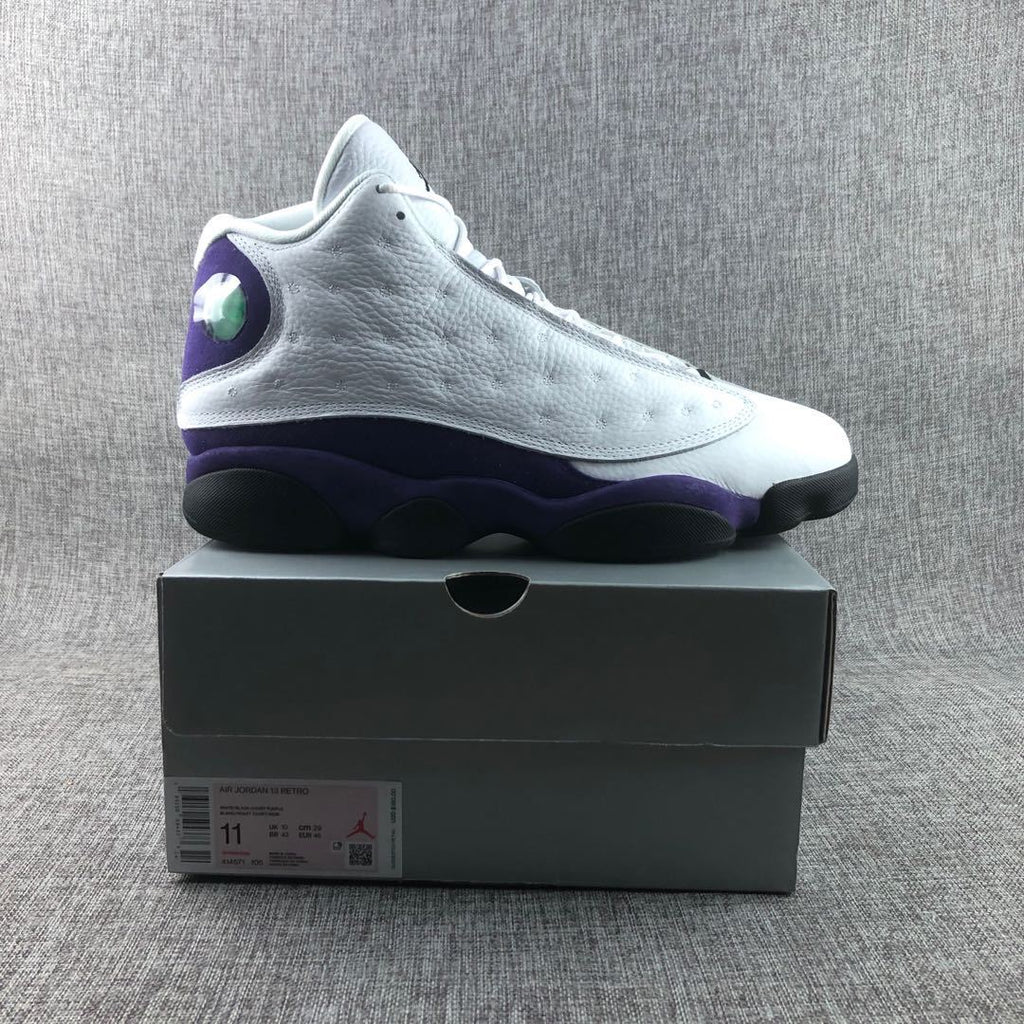 Air Jordan 13 Lakers Sneakers White Purple 414571-105 - product image from the listing.