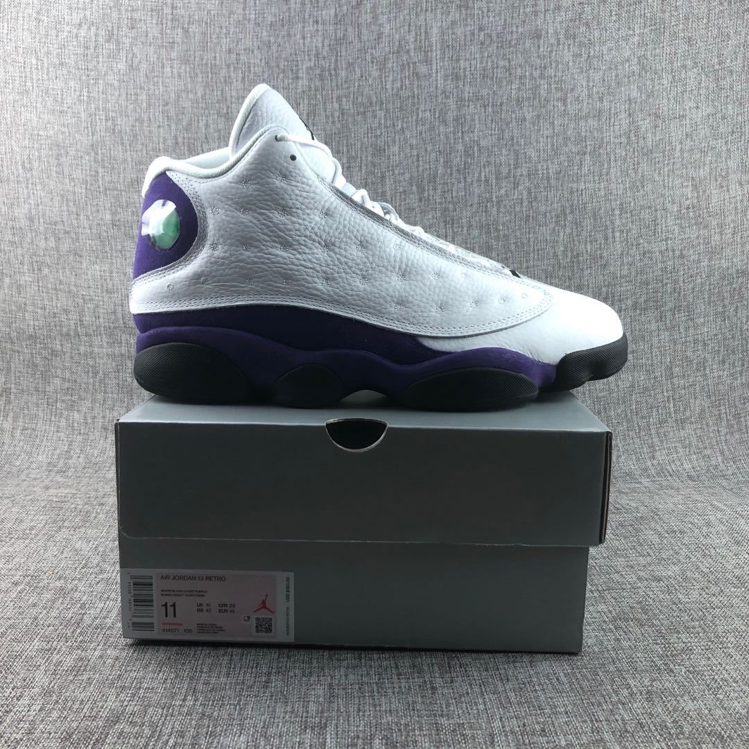 Air Jordan 13 Lakers Sneakers White Purple 414571-105 - product image from the listing.