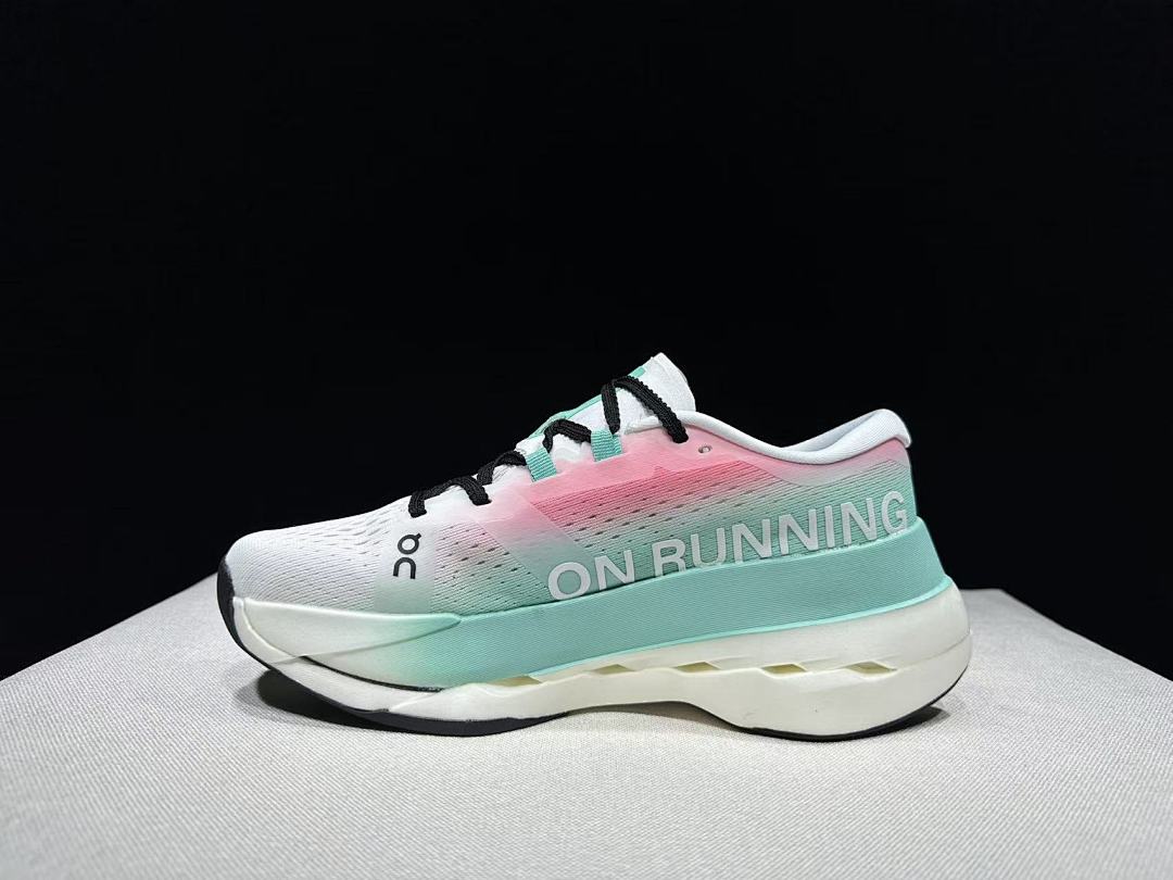 On Cloudboom Max Running Shoes, in White Mint Pink - product image from the listing.