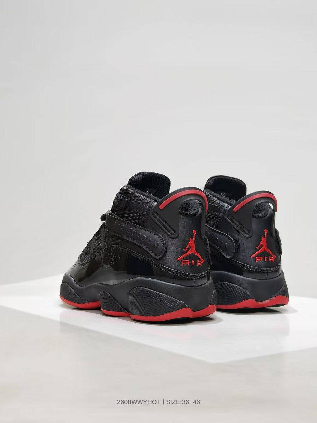Jordan 6 Rings High-Top Sneakers in Black Red - product image from the listing.