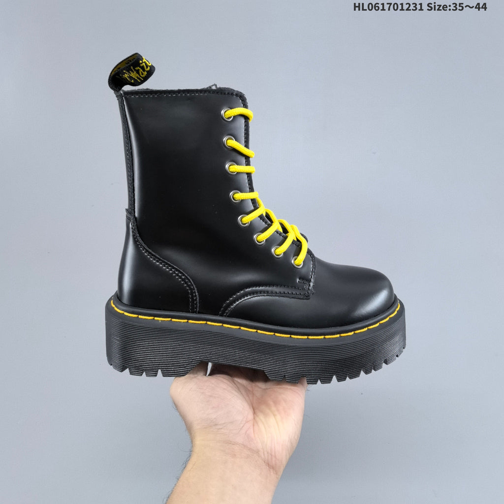 Black Dr. Martens 1460 Platform Lace-Up Boots - product image from the listing.