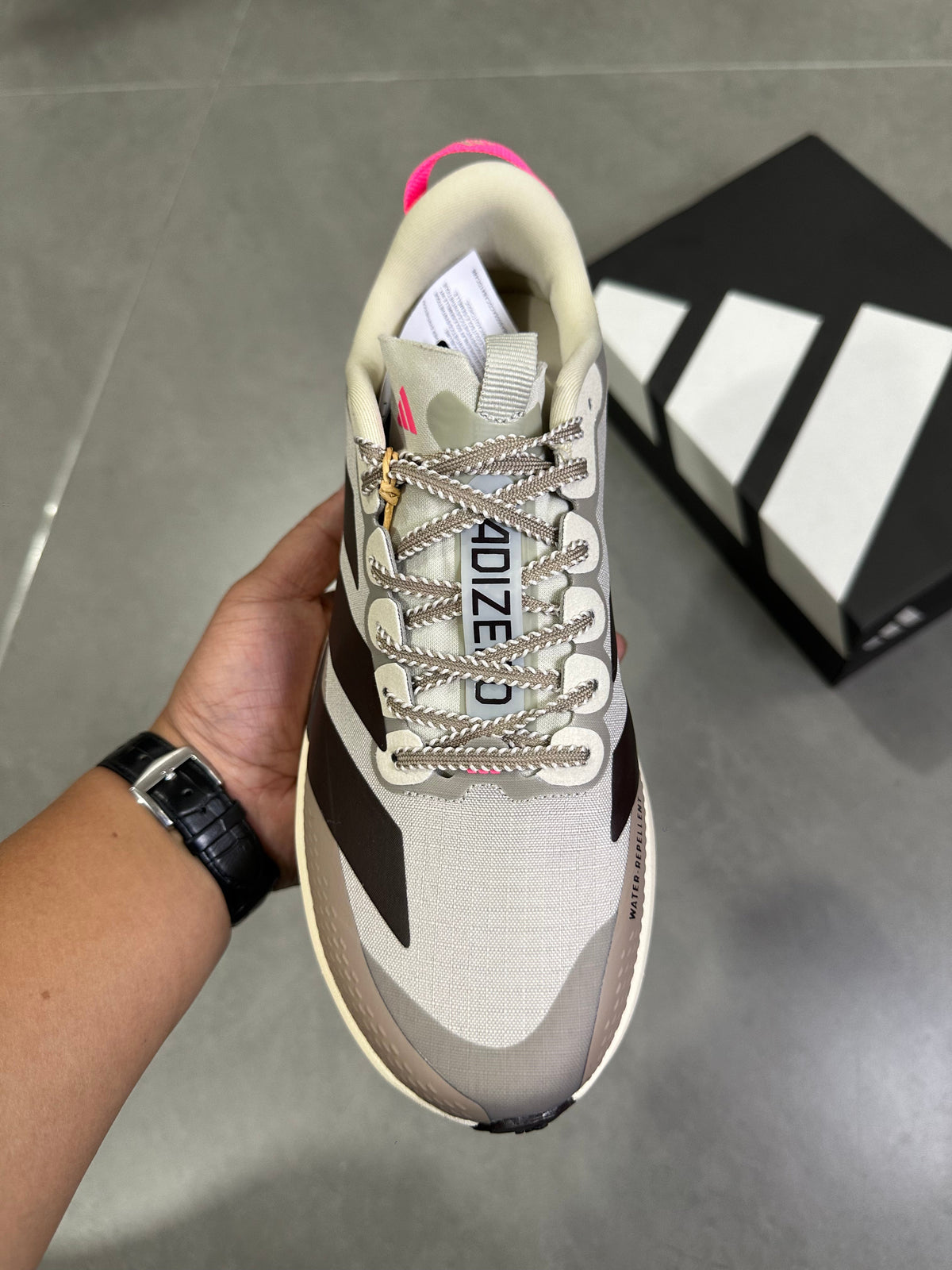 Adidas Adizero SL 2 Running Shoes, in Beige and Black KI5181 - product image from the listing.