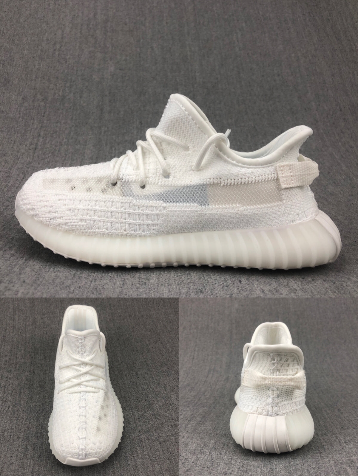 White Yeezy 350 V2 Kids Sneakers - product image from the listing.