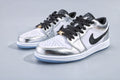 Jordan 1 Low Leonard Sneakers in Silver and White - product image from the listing.