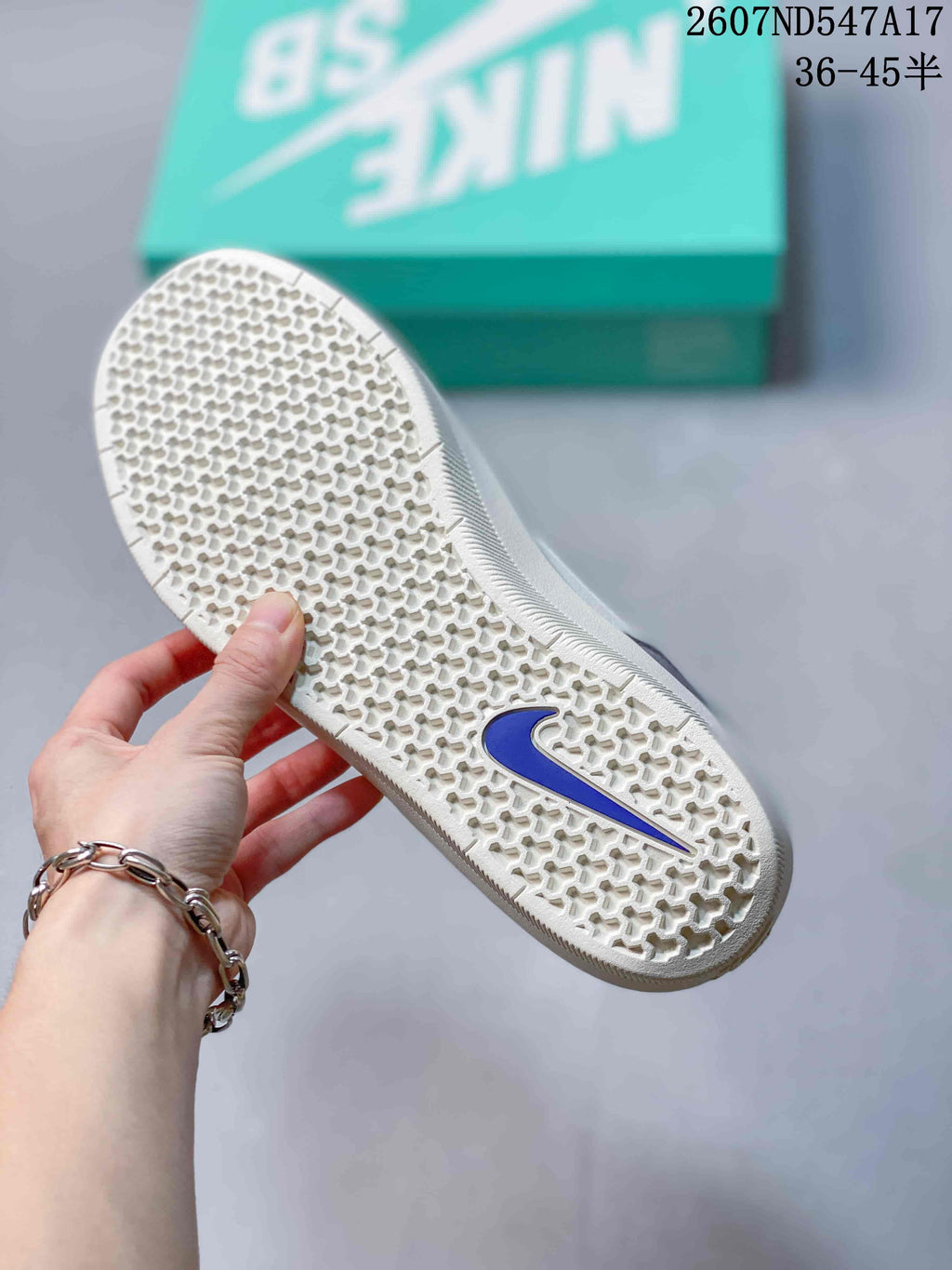 Nike SB Force 58 Sneakers in White Grey Blue - product image from the listing.
