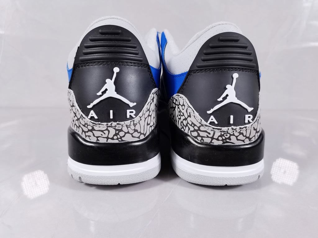 Air Jordan 3 Retro Blue Black Cement Sneakers - product image from the listing.