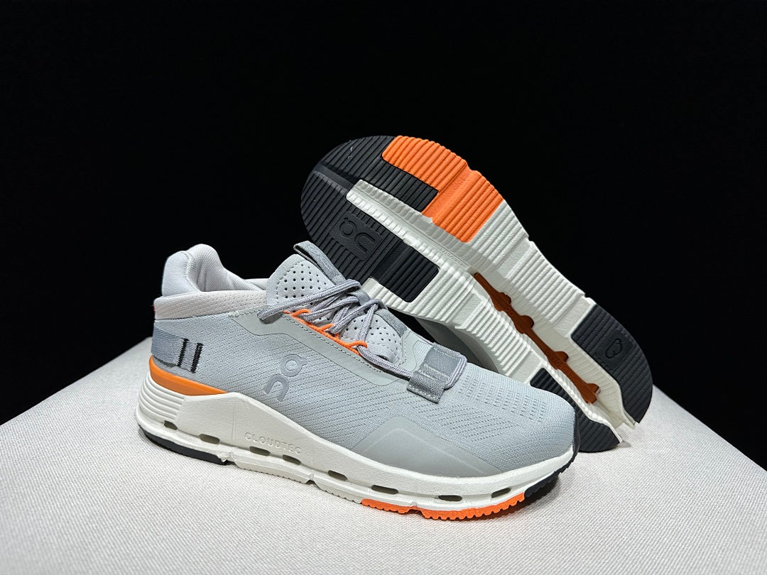 On Cloudnova 2 Sneakers in Gray and Orange - product image from the listing.