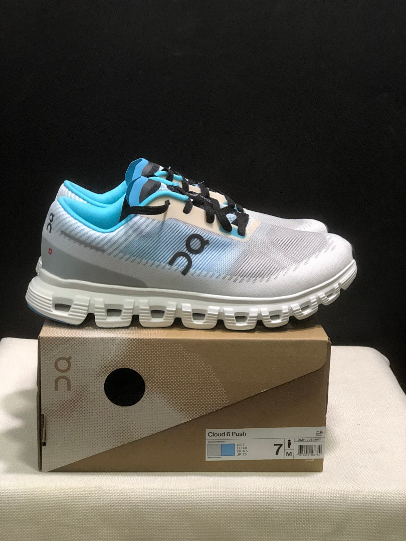 On Cloud 6 Push Sneakers in Blue, in Gray and White - product image from the listing.