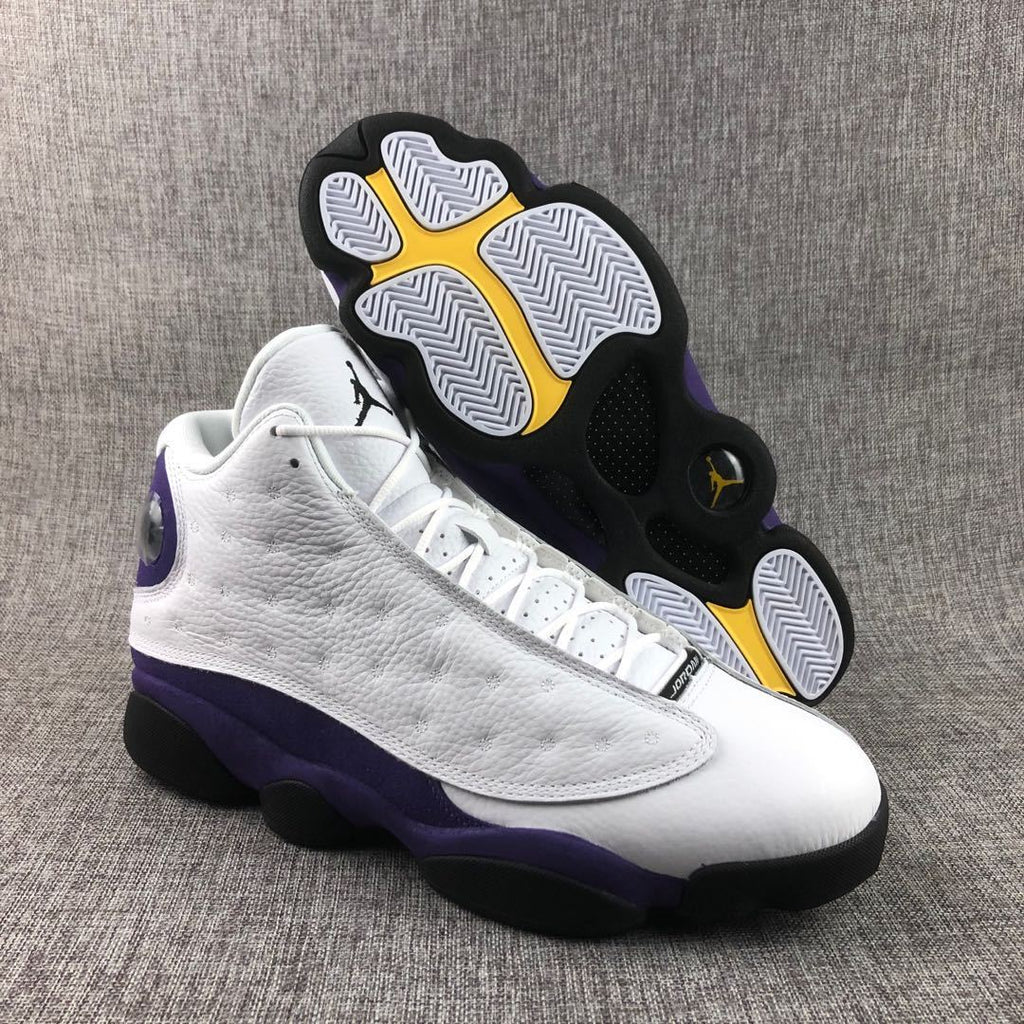 Air Jordan 13 Lakers Sneakers White Purple 414571-105 - product image from the listing.