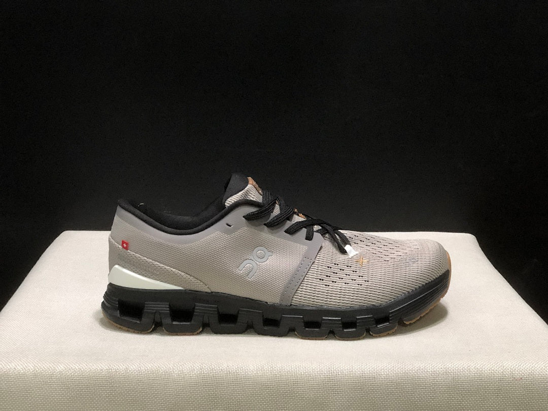 On Cloud X 4 Sneakers in Fog and in Black - product image from the listing.