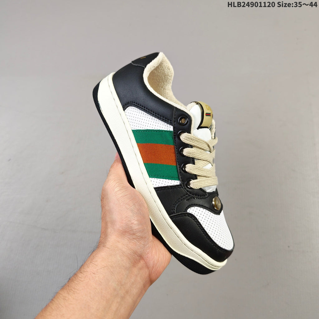 Black and White Gucci Screener Low-Top Sneakers - product image from the listing.
