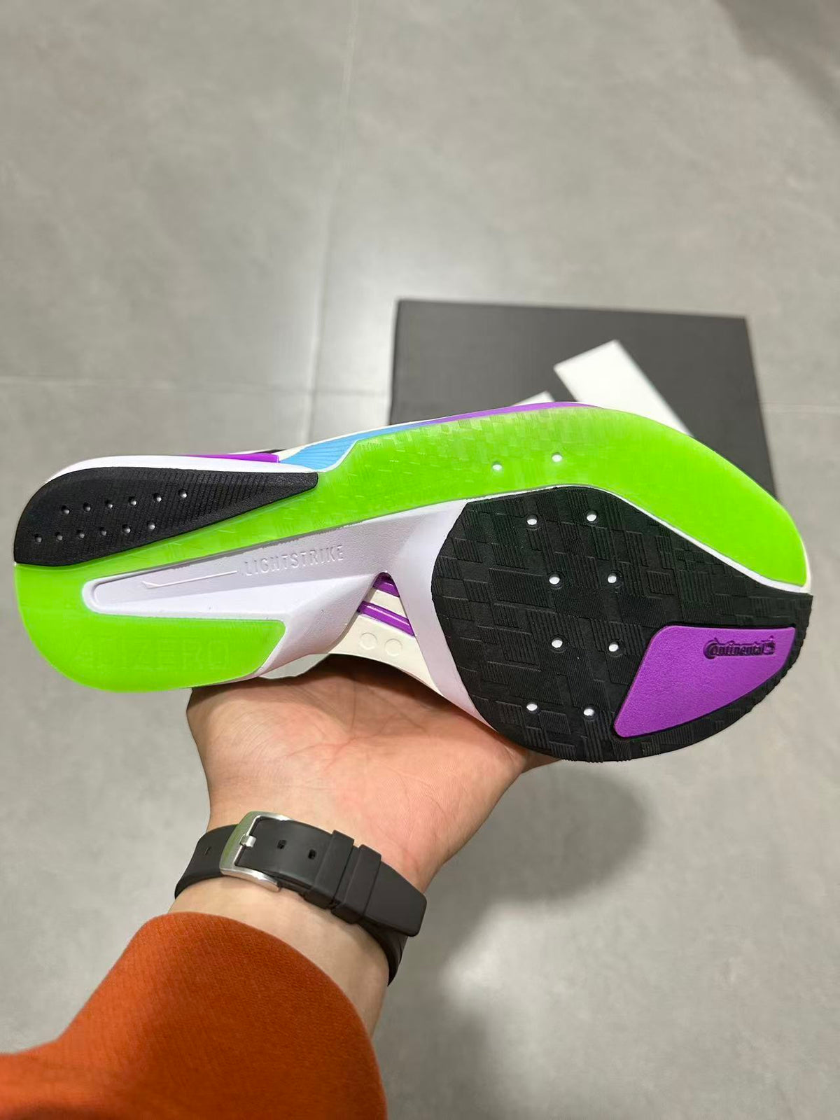 Adidas Adizero Lightstrike Pro Running Shoes in White Purple - product image from the listing.