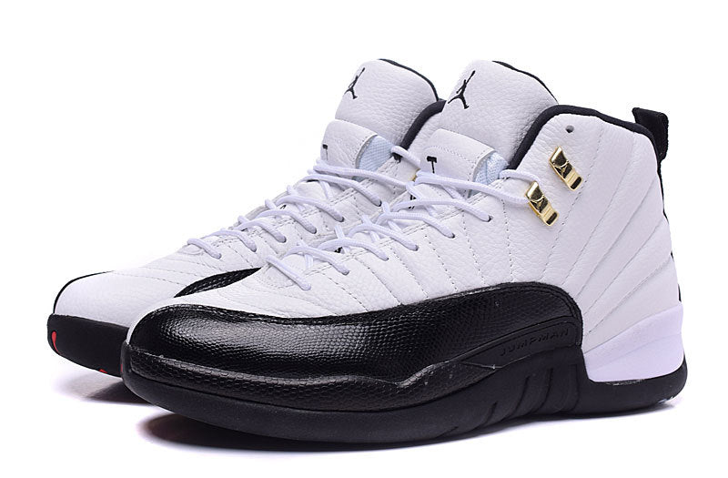 Air Jordan 12 Retro White and Black High-Top Sneakers - product image from the listing.