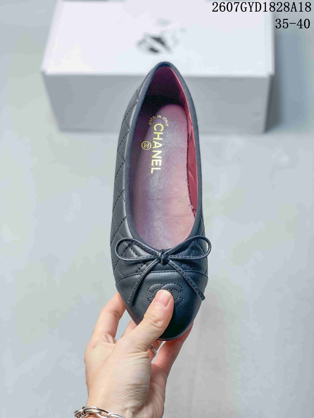 Chanel Quilted Ballet Flats in Black 2607GYD1828A18 - product image from the listing.
