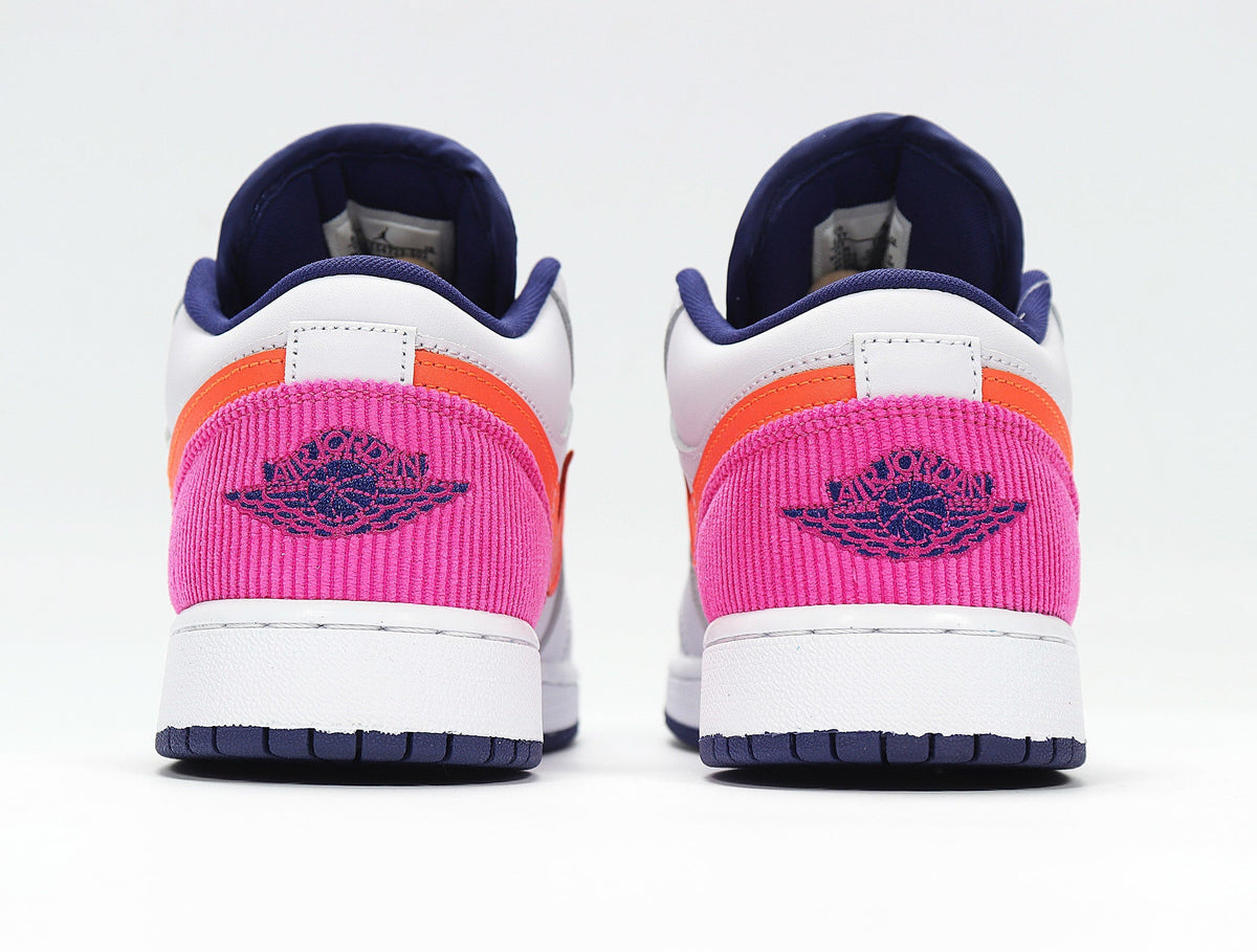 Jordan 1 Low SE Sneakers in Pink Gray Orange 554723-502 - product image from the listing.