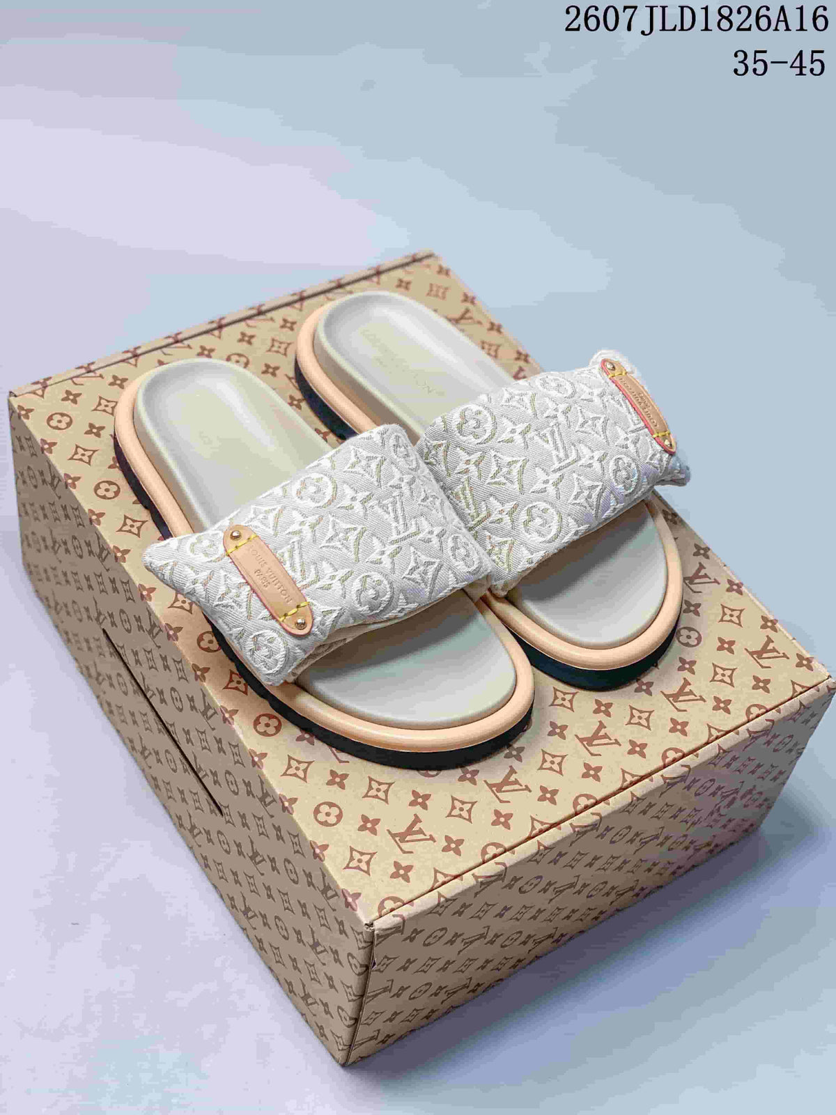 Louis Vuitton Pool Pillow Monogram Slides in Blue Beige JLD1826A16 - product image from the listing.