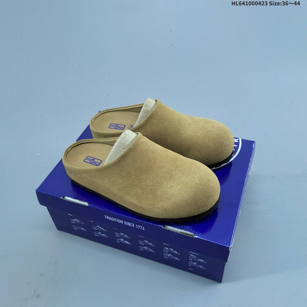 Birkenstock Suede Clog Mule in Tan or in Cream - product image from the listing.