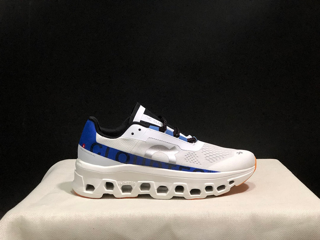 On Cloudmonster Sneakers in Mist in White and Blue - product image from the listing.