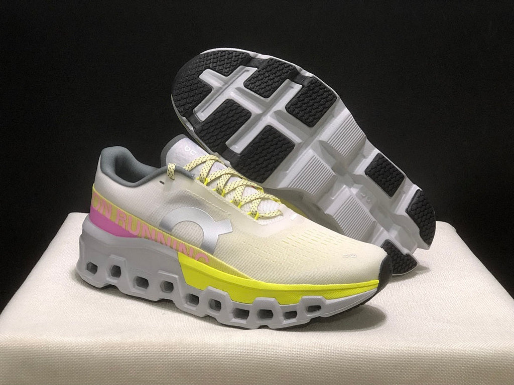 On Cloudmonster 2 Running Shoes, in Lime and White - product image from the listing.