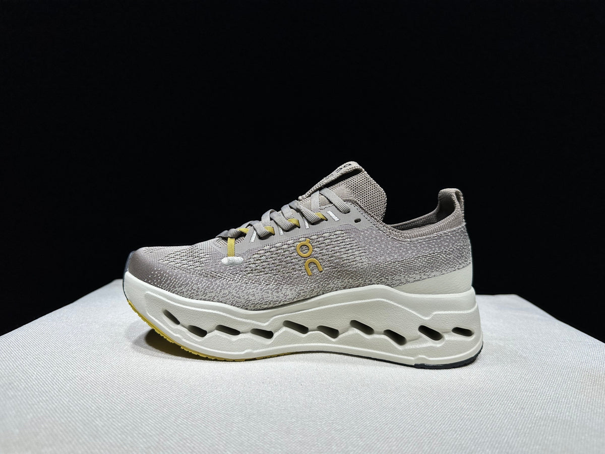 On Cloudsurfer Max Running Sneakers in Gray Beige - product image from the listing.