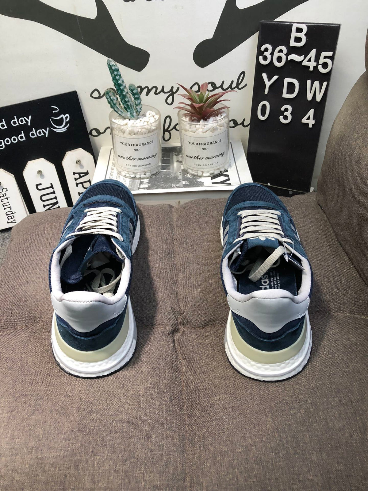Navy and Gray Adidas ZX 500 Retro Sneakers YDW034 - product image from the listing.
