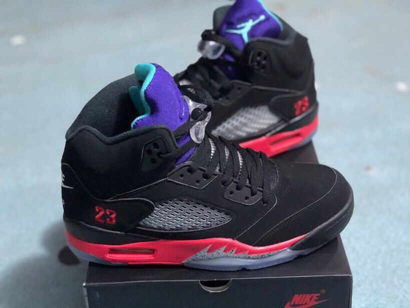 Air Jordan 5 Retro Sneakers Black Red Purple - product image from the listing.