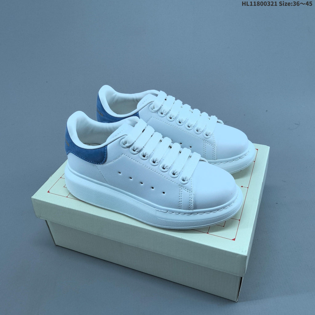 Alexander McQueen Oversized Low-Top Sneakers, in White and Blue - product image from the listing.