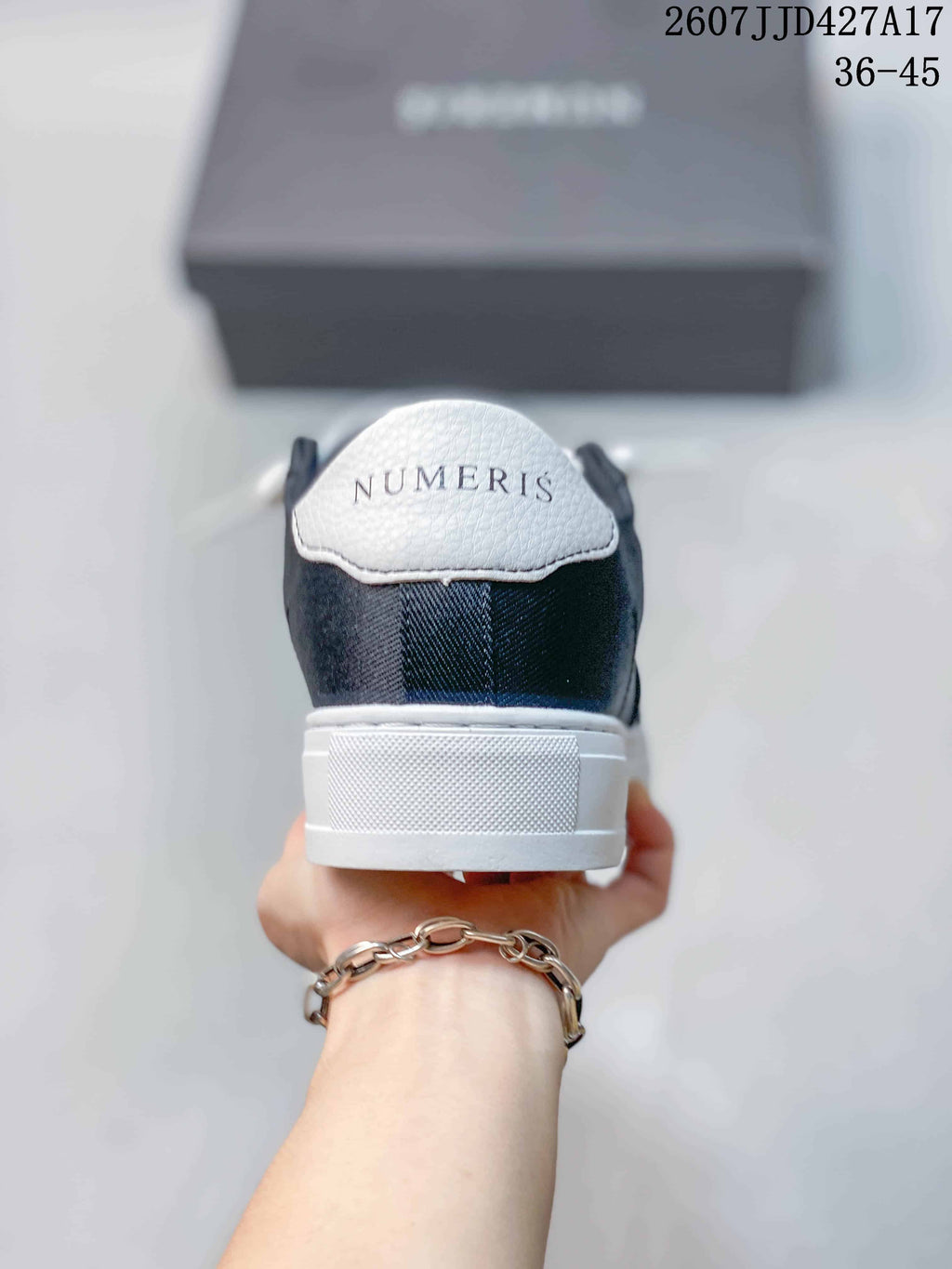 NUMERIS Denim Sneakers in Navy and White 07JJD427A - product image from the listing.