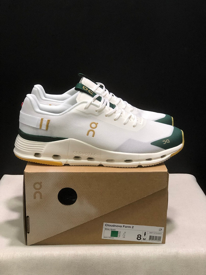 White and Green On Cloudnova Form 2 Sneakers - product image from the listing.